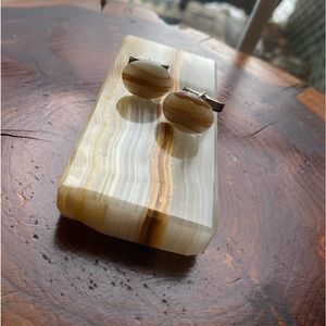 Vintage Natural Agate Cuff Links